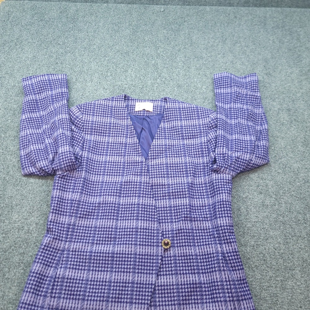 Pendleton Vintage Purple Houndstooth Virgin Wool Blazer Jacket Size 10 T340-274